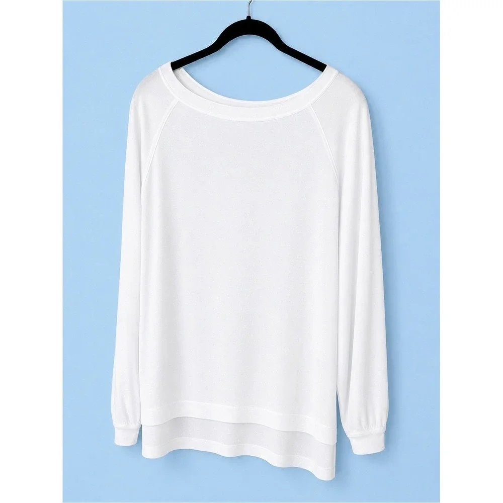 We The Free Free People White‎ Raglan Seam Long Sleeve Top Small NWT
